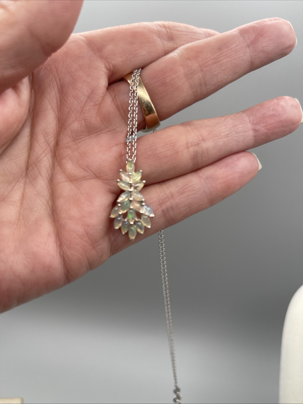 Marquise Ethiopian Opal Sterling Silver Pendant Prong Set w/ 18” Chain, 1.53ctw