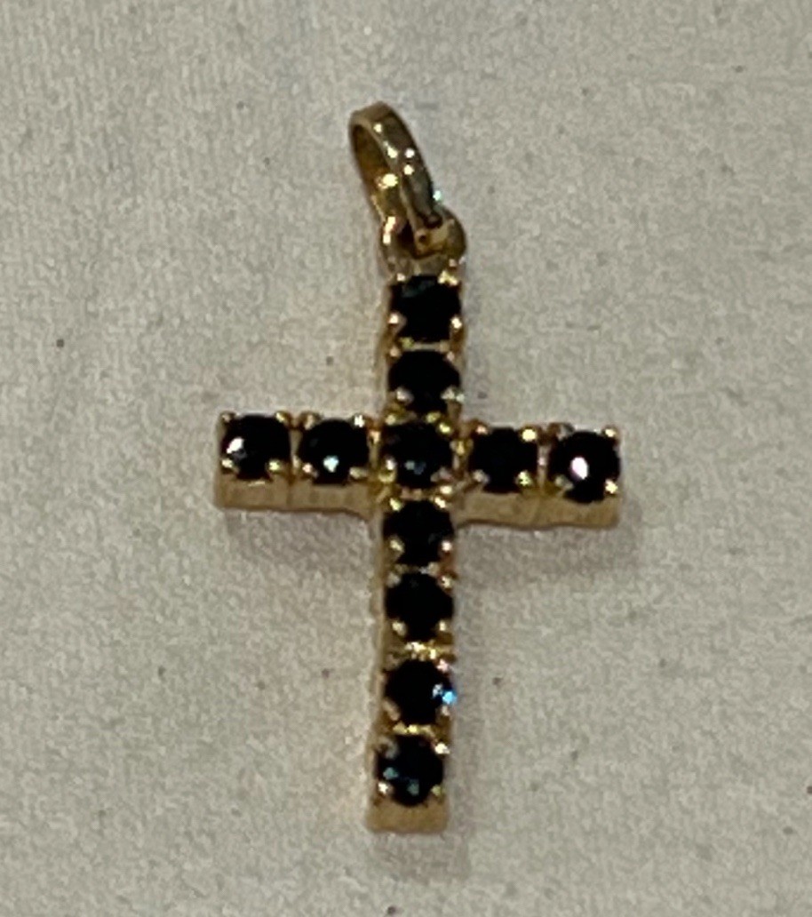 Gold Cross Pendant Without Chain Ruby Stones