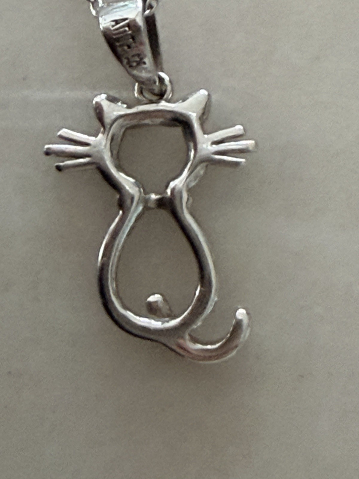 925 Sterling Silver ATI Italy Cute Cat Pendant Necklace 17. 5” Novelty Kitten