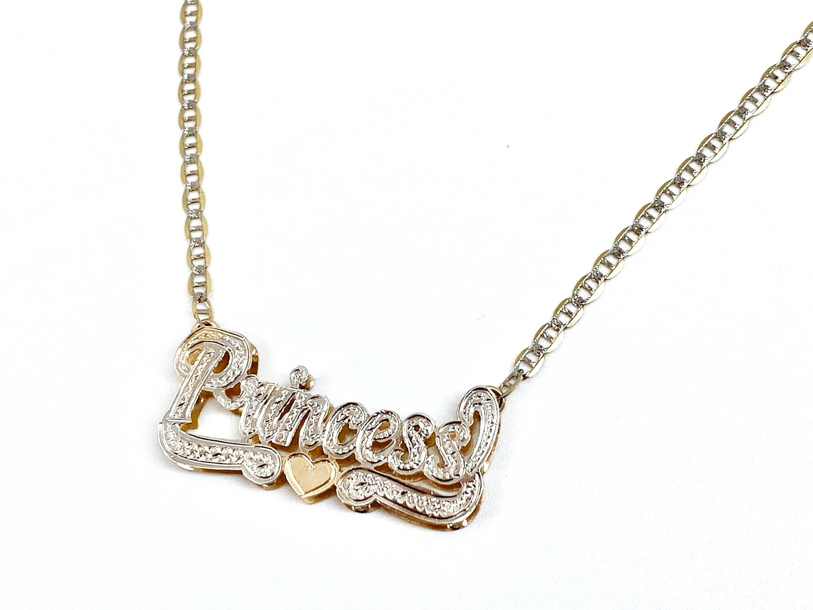 10K Real Yellow Gold Personalized Name Plate/Tag Nameplate Chain/Necklace Double