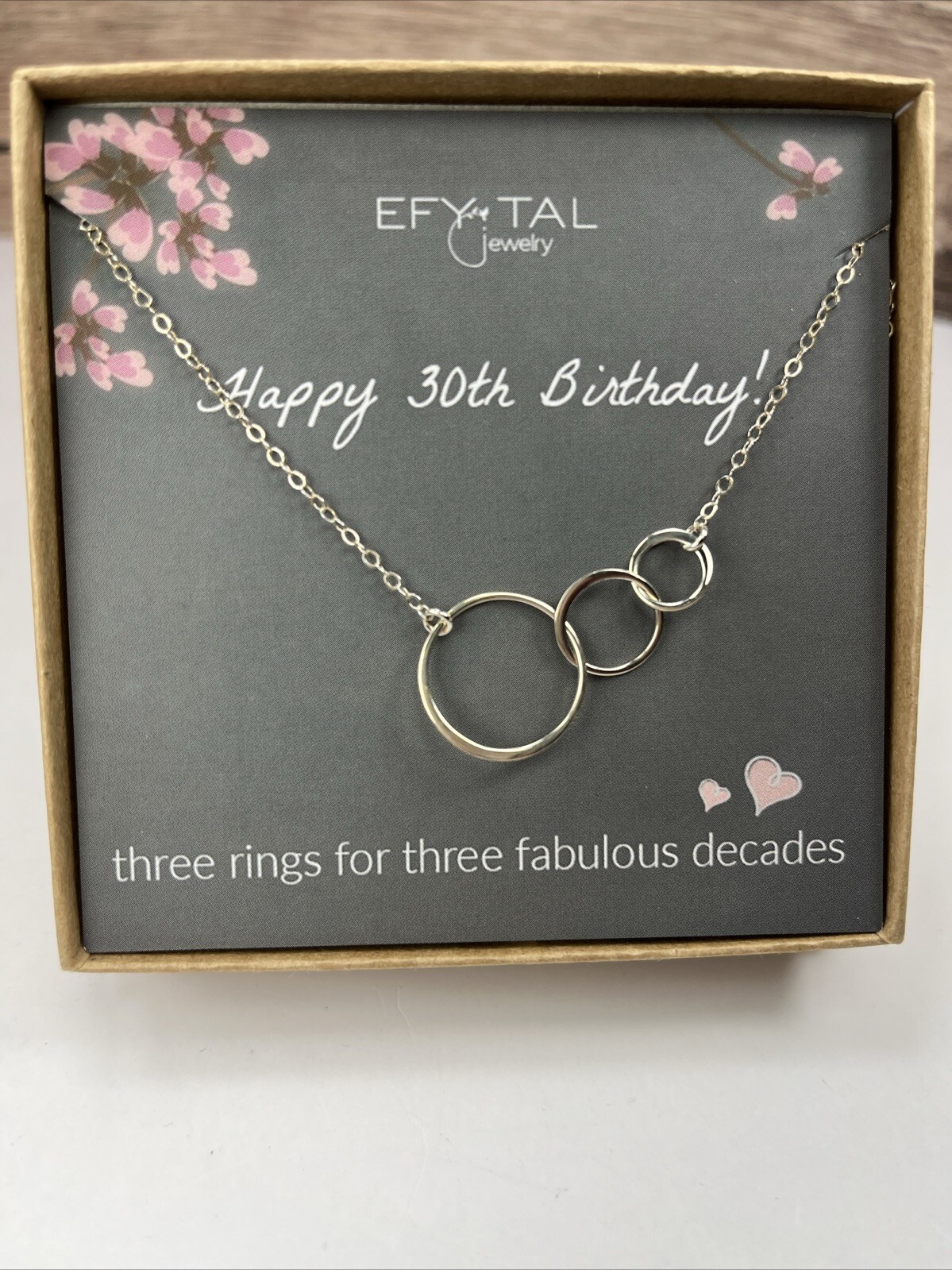 Efytal Necklace “Happy 30th Birthday” .925 Sterling Silver NEW IN BOX