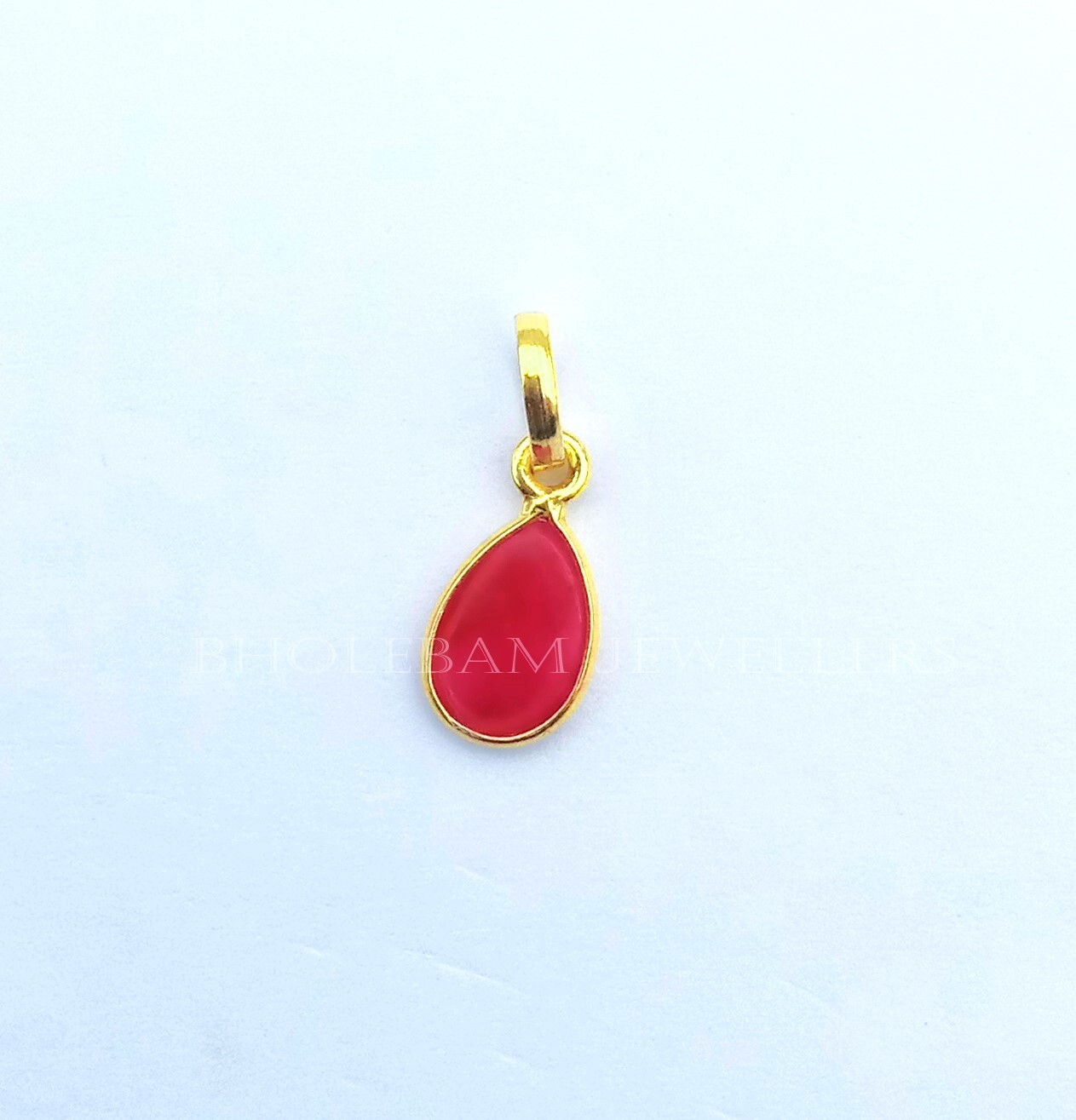 Lab Created Ruby Gold charm ,18k Gold Charm, Handmade Jewelry