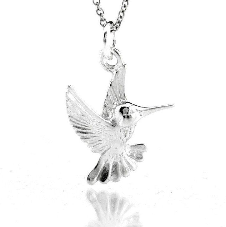 Sterling Silver Hummingbird Charm Necklace