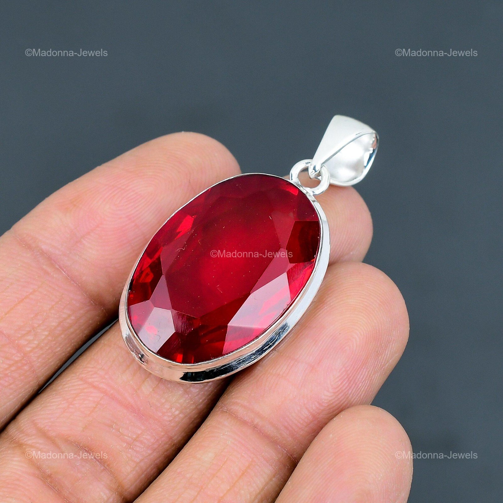 Mothers day Deal Sterling Silver Mozambique Garnet Gemstone Boho Pendant Jewelry