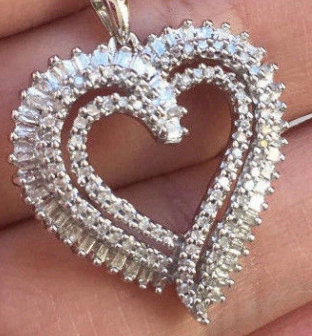Sterling Silver Diamond Heart Pendant Necklace – Valentines Day- JWBR India