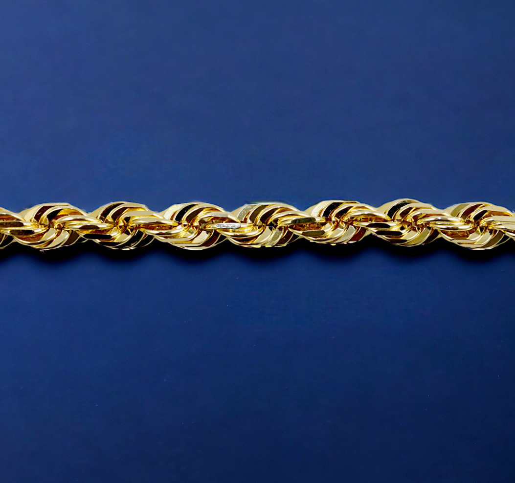 10K Yellow Gold SOLID Rope Bracelet Chain Diamond Cut Men Women 1mm-10mm 7″-9″