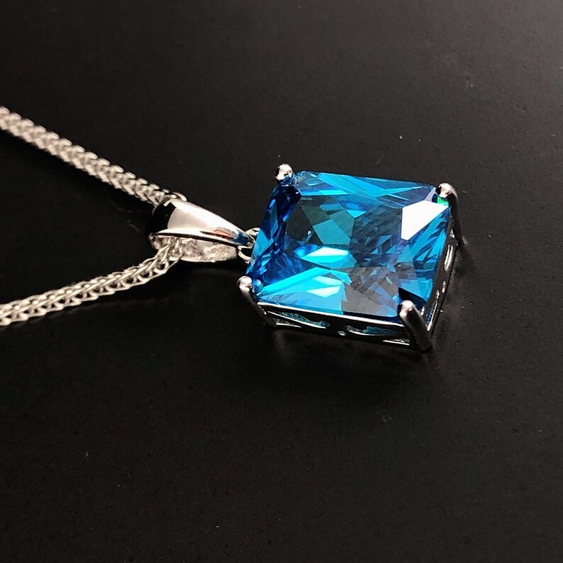 Elegant Mens Blue Topaz Pendant 925 Sterling Silver Ring Jewelry Pendant