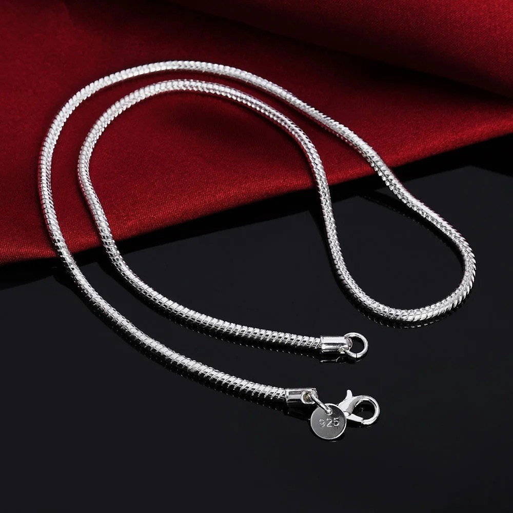 Men&Women’s 925 Sterling Silver Tarnish-Free Italian Snake Chain Necklace