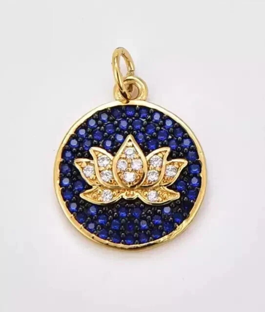 2Ct Round Cut Lab-Created Sapphire Lotus Flower Pendant 14K Yellow Gold Plated