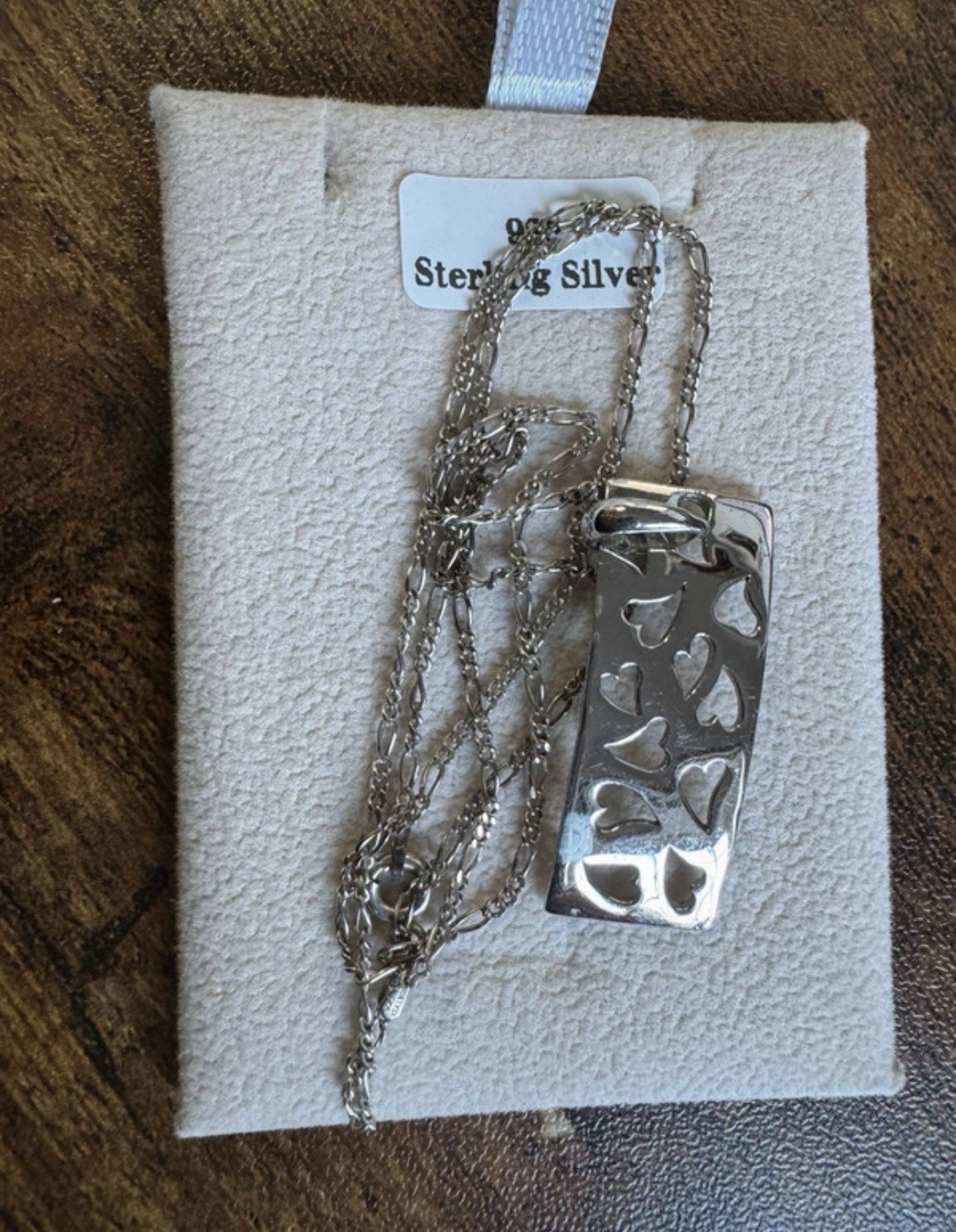 Sterling Silver Cut-Out Heart Pendant on Figaro Chain | VGC