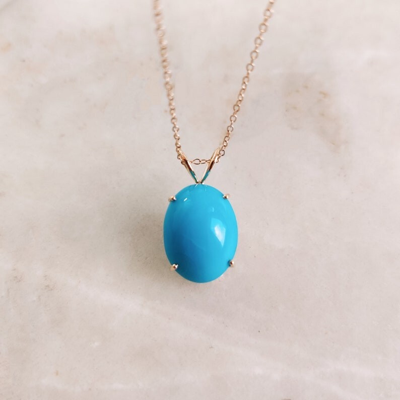 Sleeping Beauty Turquoise Pendant, 925 Sterling Silver Arizona Turquoise Pendant