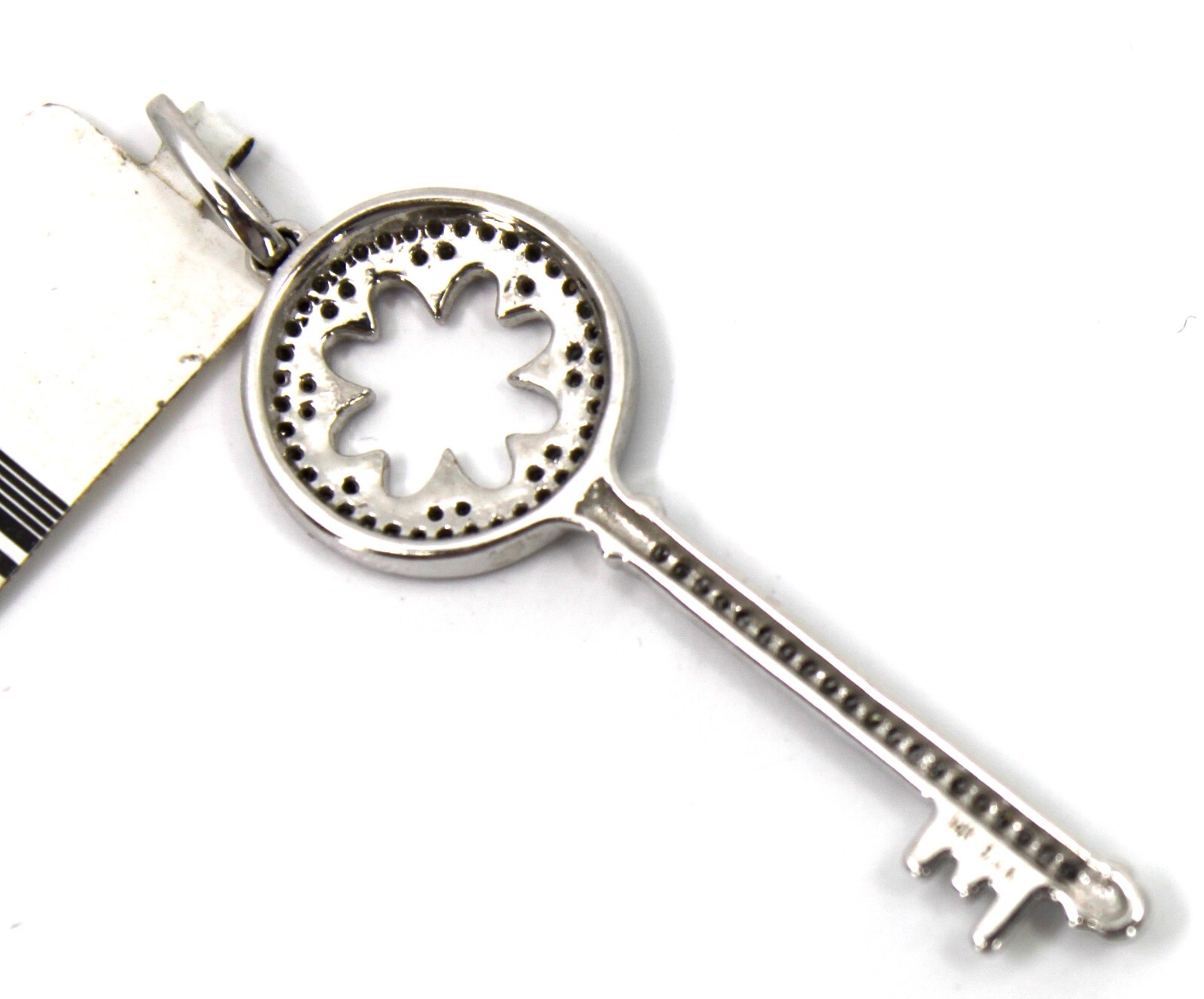 Diamond Key Pendant in 14k Solid White Gold Sign D.J.A