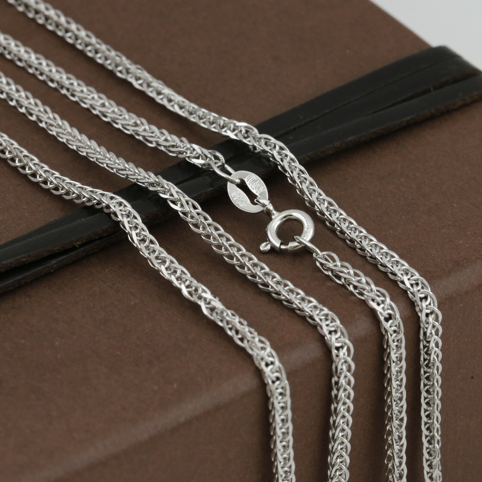 925 Solid Sterling Silver Foxtail Chain 70cm Italy Made