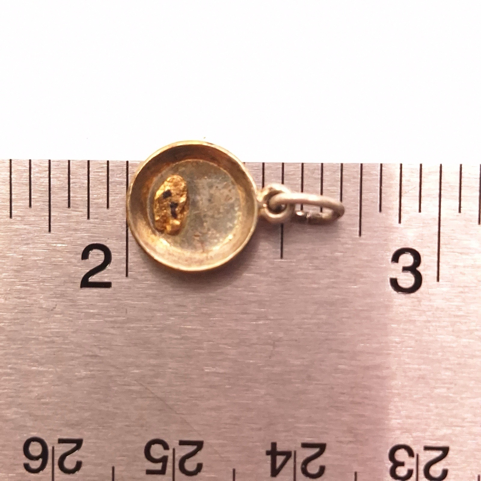 Rare Original Vintage Gold Pan SS w/ Genuine Gold Nugget (20-22K) Charm Pendant