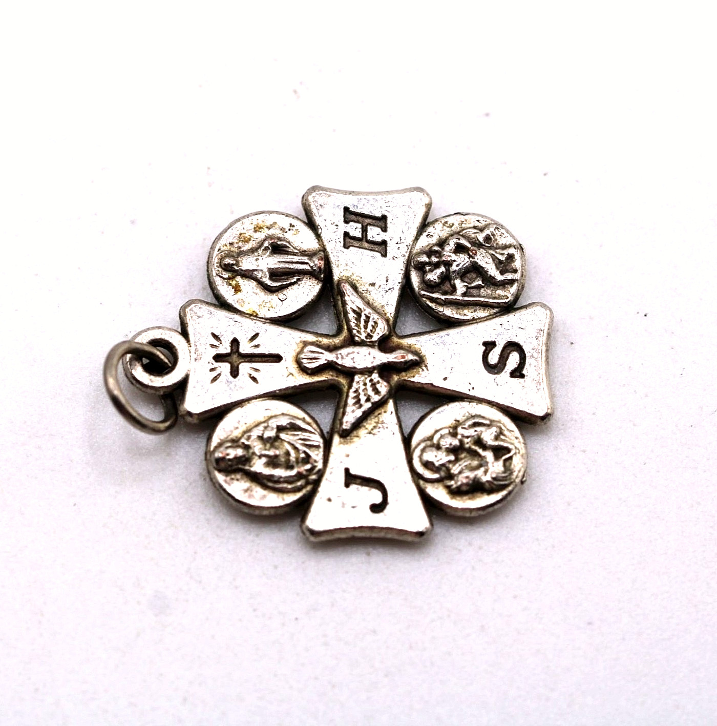 Pendant Vintage Italy Silver Four-way Maltese Cross Medal 70274
