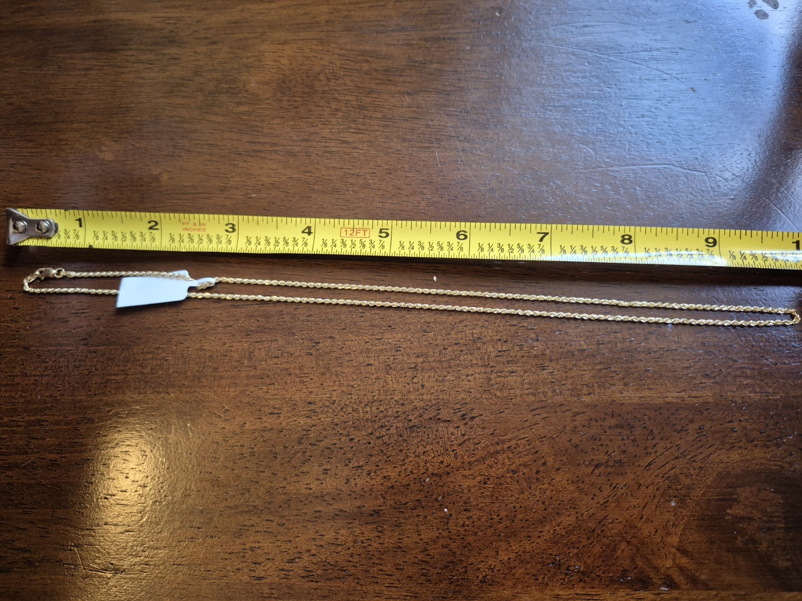 14k 20″ Rope Chain New With Sticker 1.5g Approx 2mm Wide.