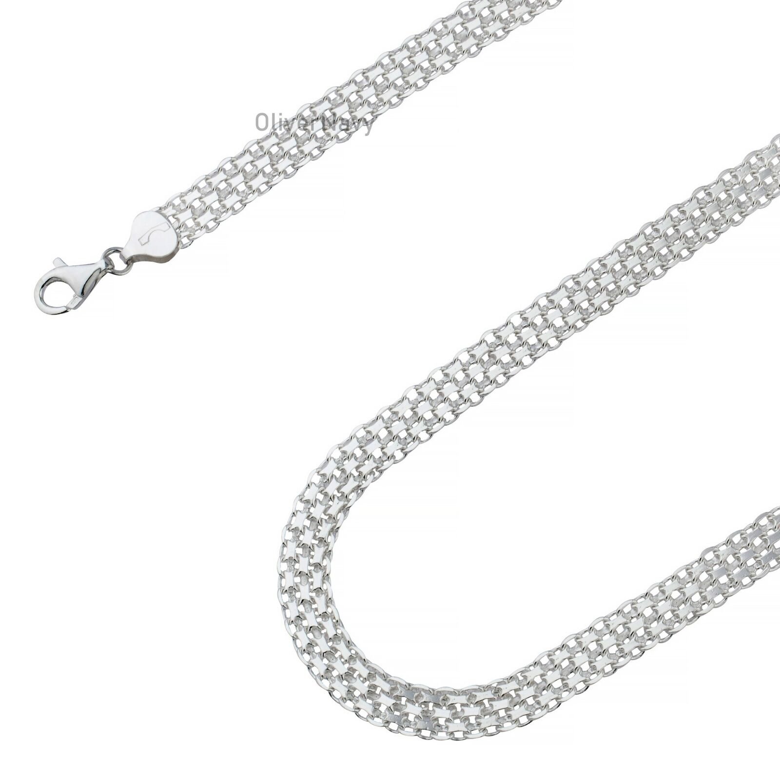 925 Sterling Silver Bismark Chain 8mm Necklace Italian 925 New