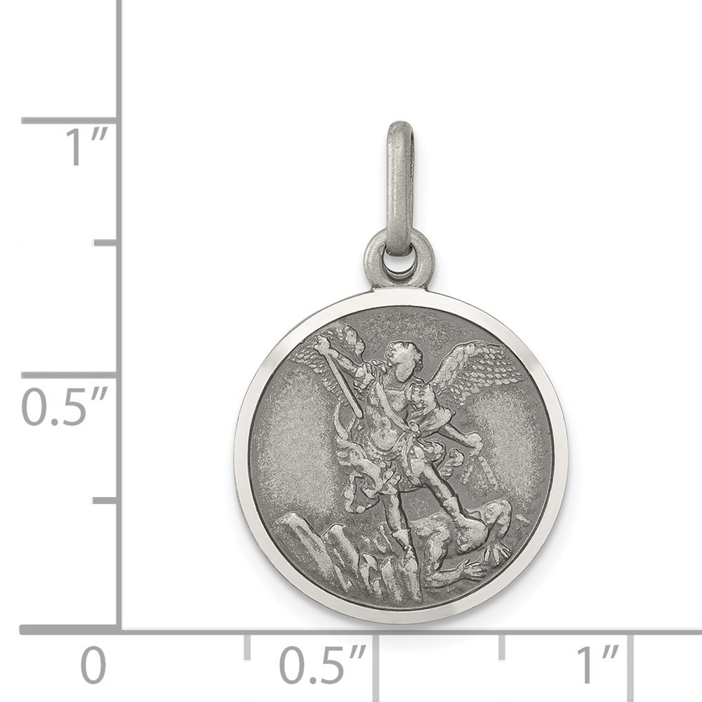 Sterling Silver Antiqued Saint Michael Medal 2.03 g