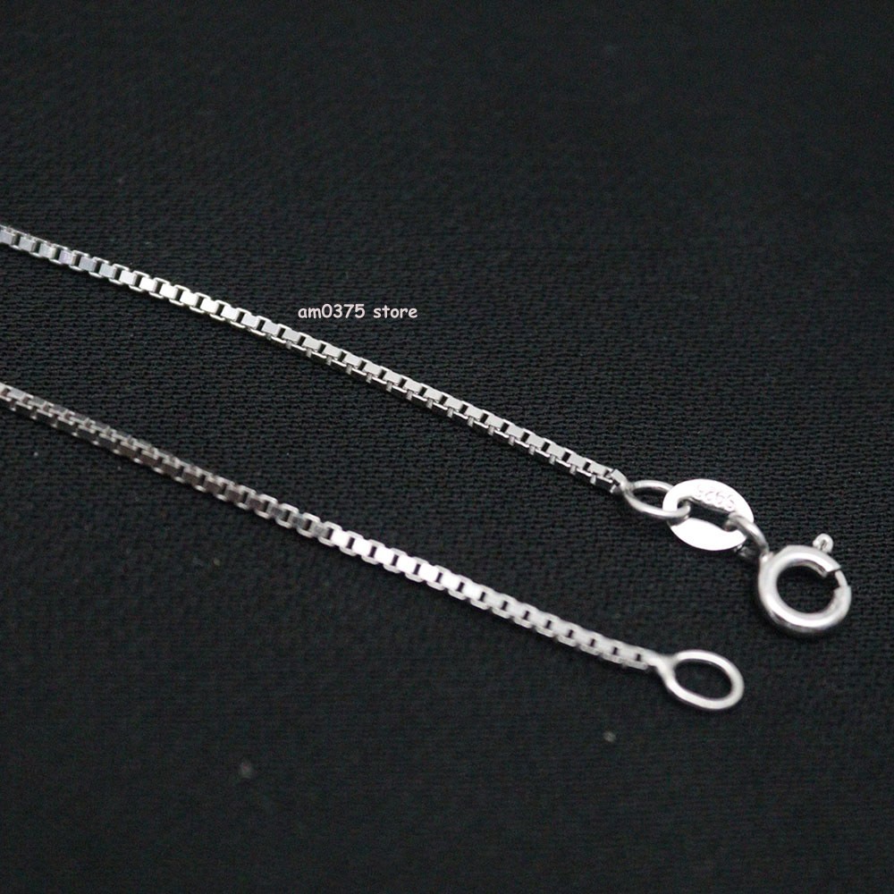 Real S925 Sterling Silver Necklace Women‘s 1.2mm Thin Box Chain Link 18inch