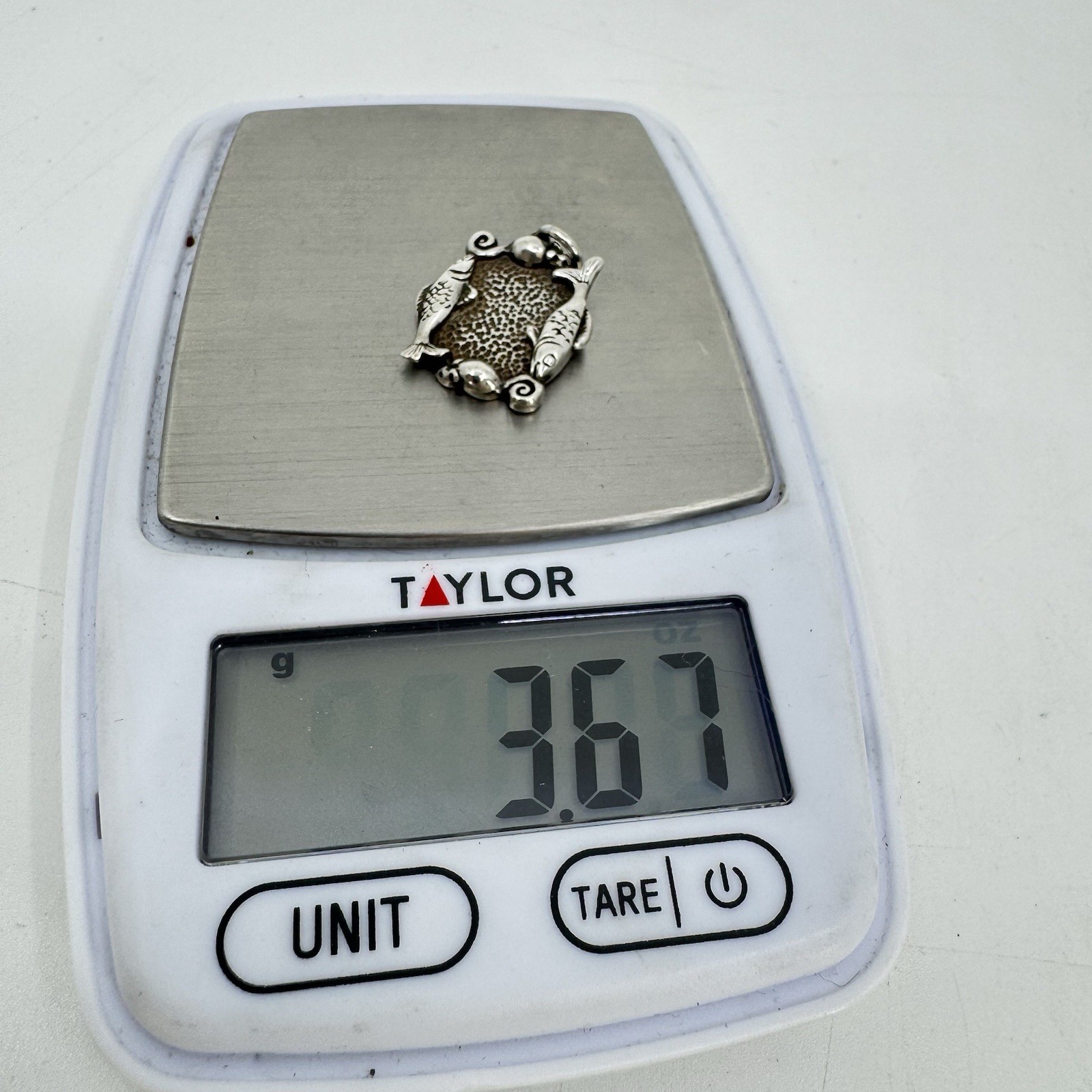 Fish Mouse Kitty Cat Pet Photo Frame Locket Picture Holder Pendant Sterling VTG