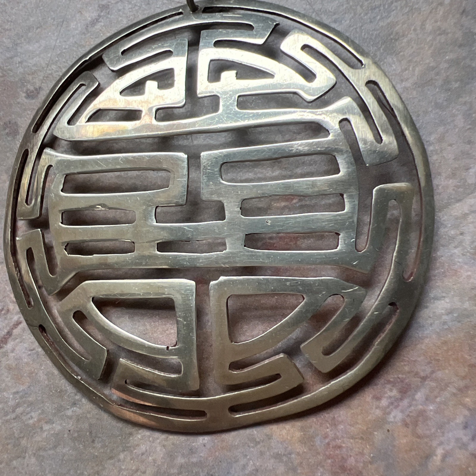 Korea Sterling Silver Symbol Medallion Pendant With Chain