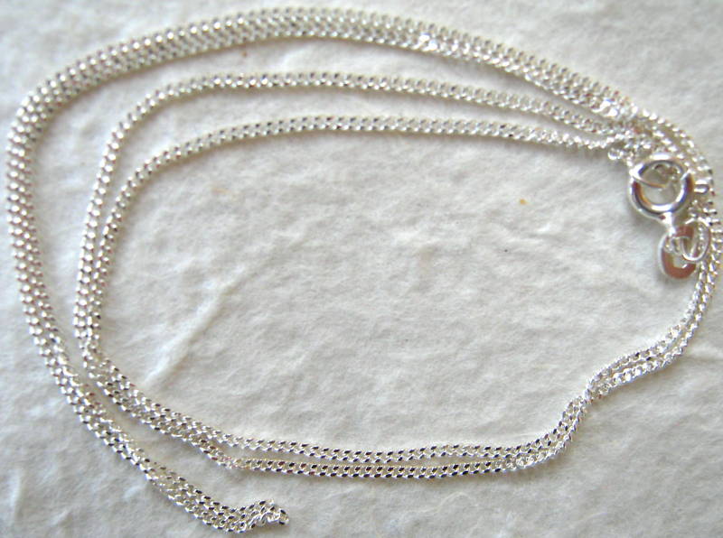 20″ Fancy Box Chain Sterling Silver Necklace – New with Spring Ring Clasp