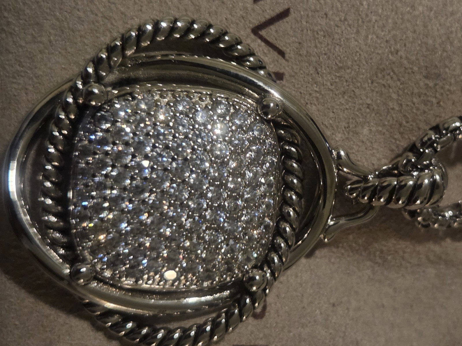 David Yurman Sterling Silver 32mm Infinity 22″ Necklace with Diamonds