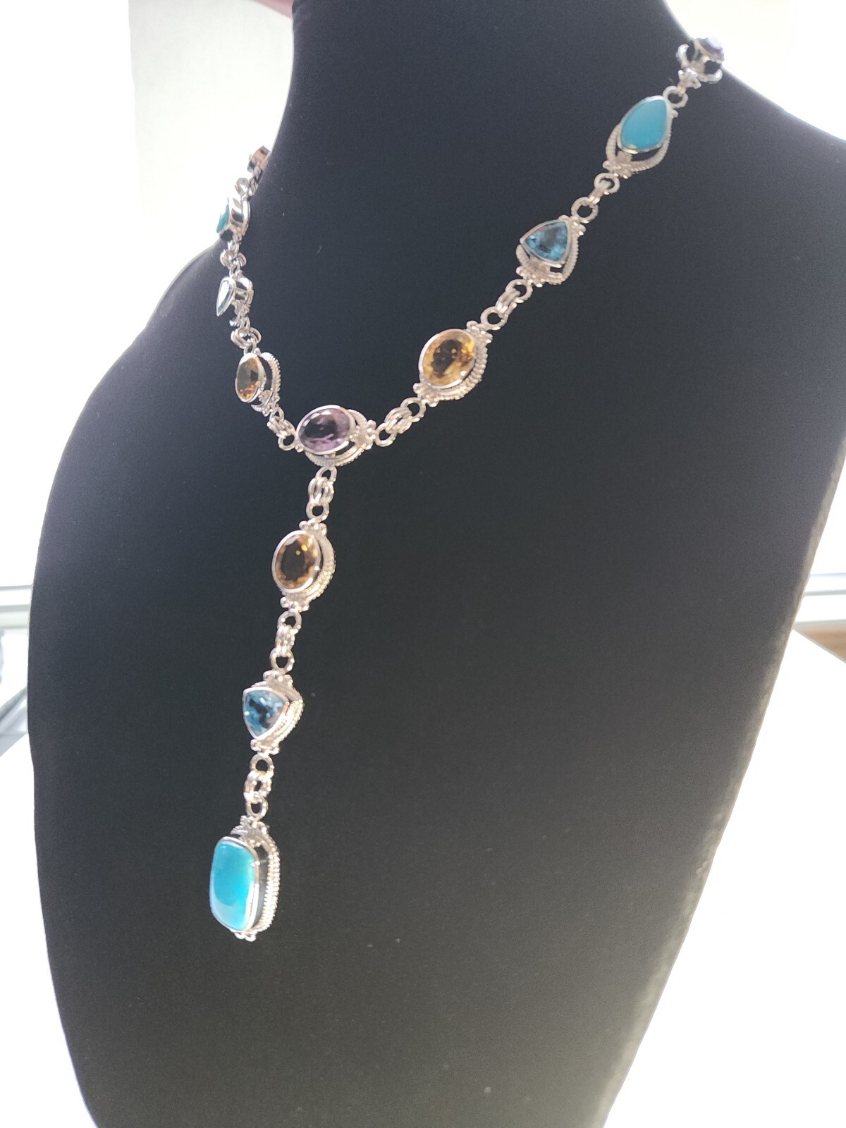 Multistone Unbranded Sterling Necklace