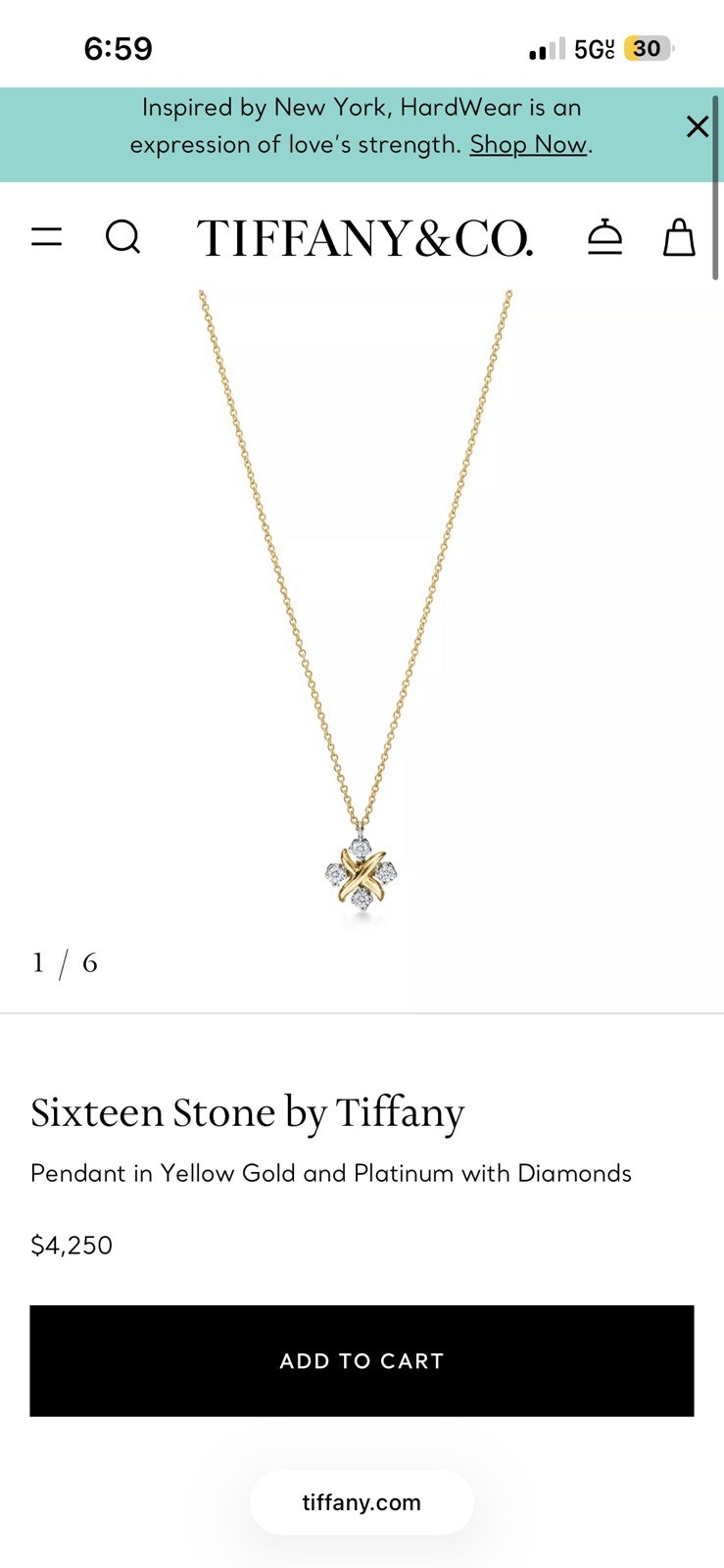 Tiffani & Co. Sixteen Stone by Tiffany Necklace W/ Standard 16” Chain Never Worn