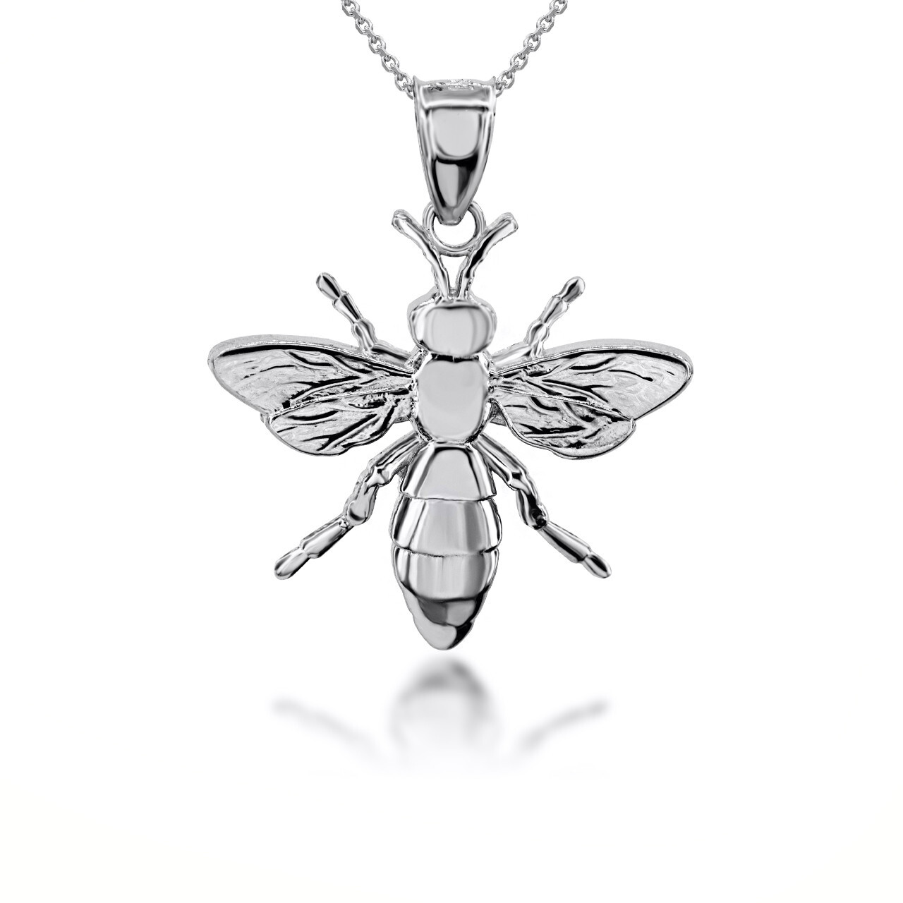 Gold 3D Bumble Bee Charm Pendant Necklace (Available in Yellow/Rose/White Gold)