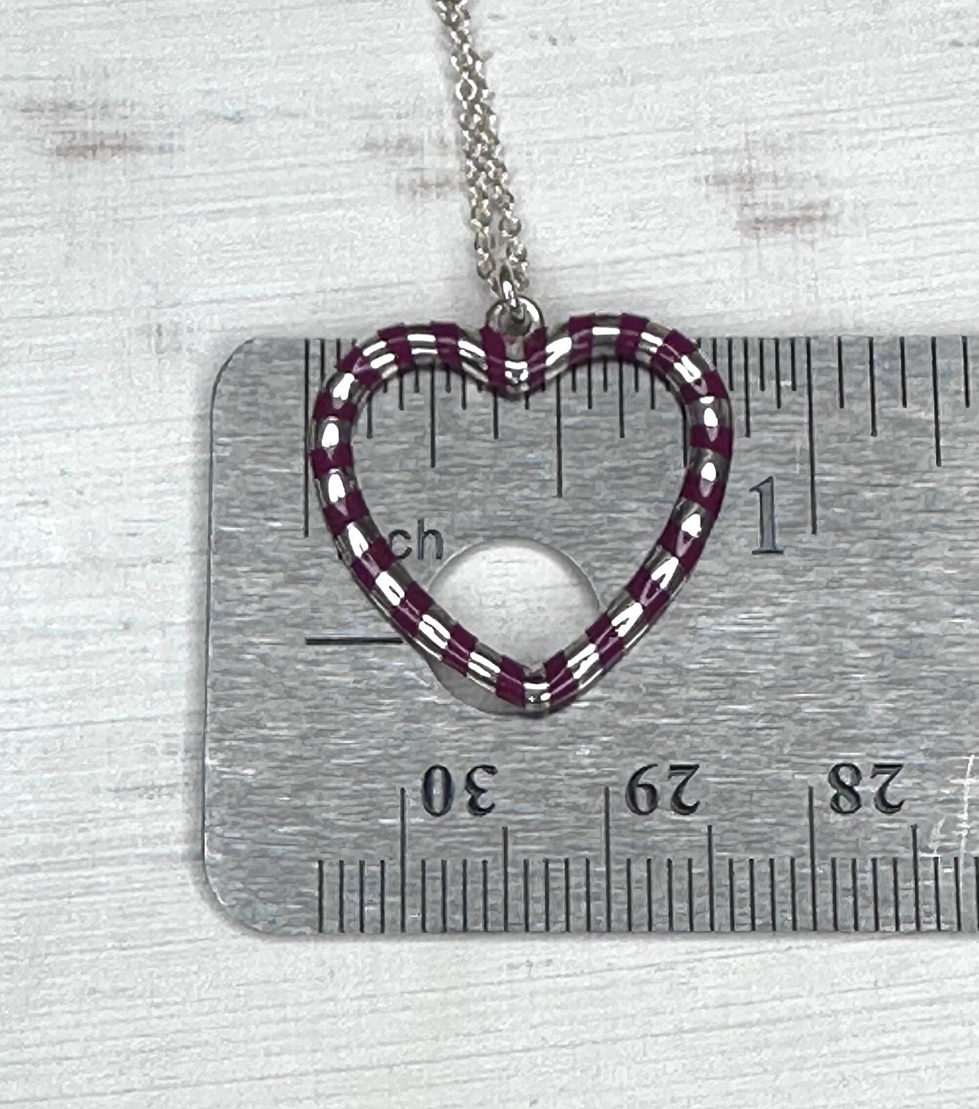 Tiffany & Co Paloma Picasso Enamel Stripe/925 Sterling Silver Heart 18 “Necklace
