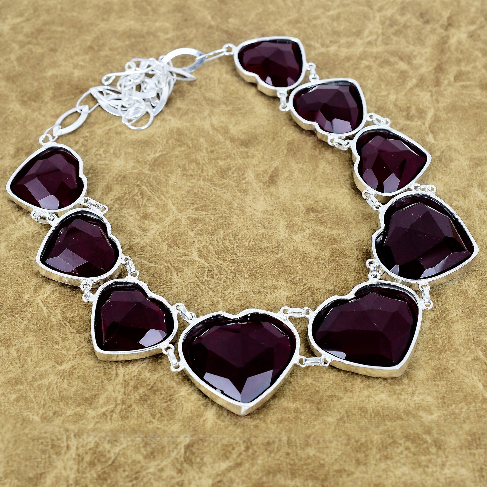 Natural Mozambique Garnet Gemstone Necklace 925 Sterling Silver Handmade Jewelry