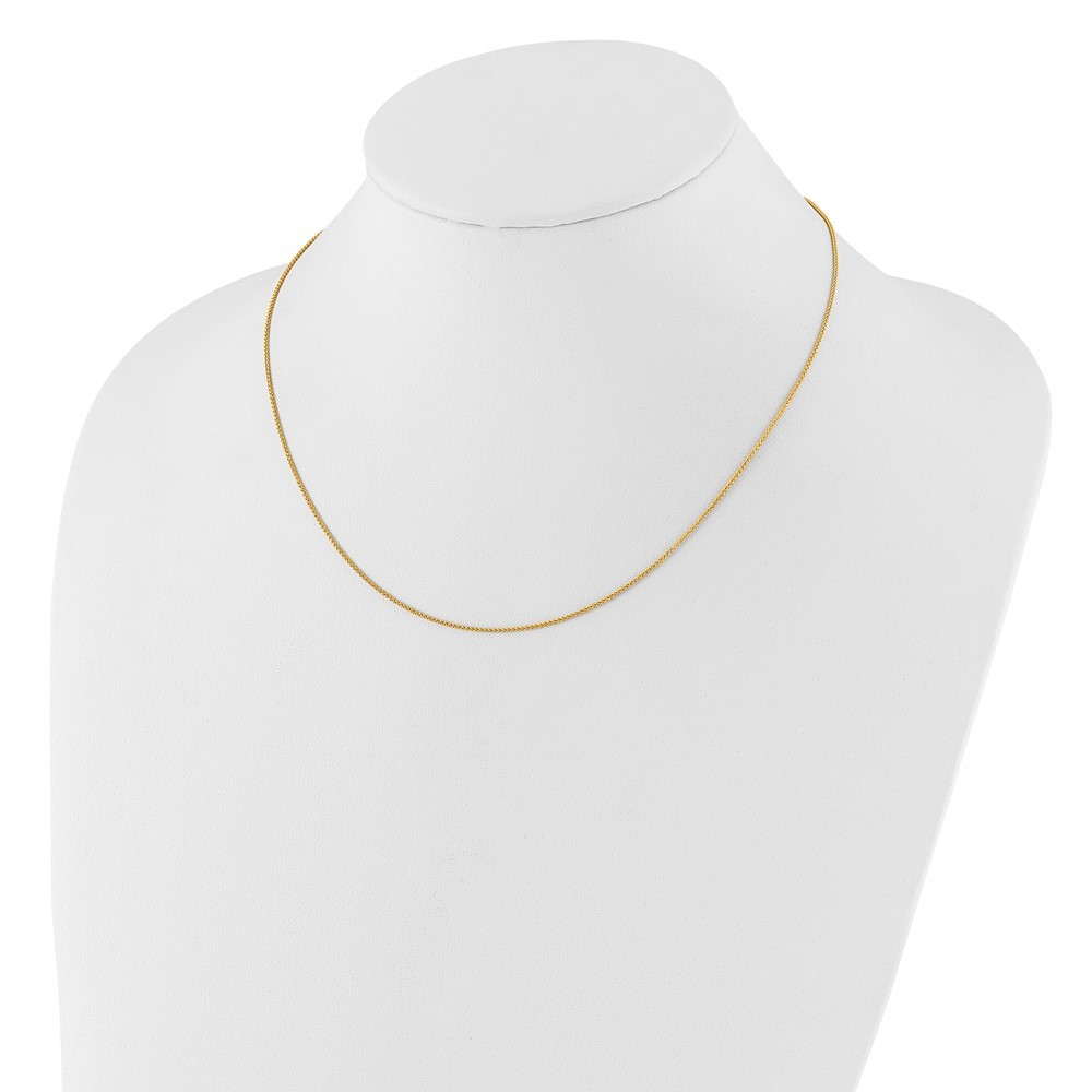 14k Yellow Gold 1mm Spiga 1in+1in Adjustable Chain Necklace 18″ 2.25gm for Mom