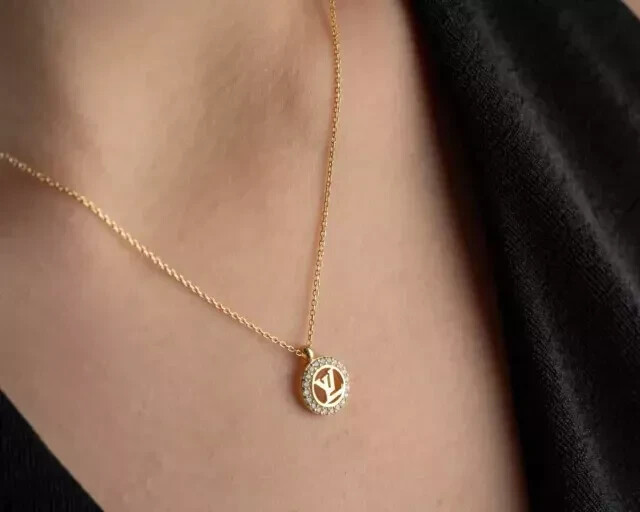 1.00 Ct Real Moissanite Circle Letter Pendant Necklaces 14k Yellow Gold Plated