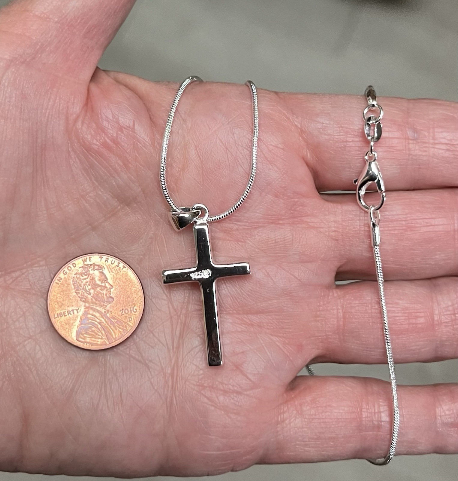 Sterling Silver Genuine Turquoise Cross Pendant & 18”Necklace Beautiful Gift 🩵