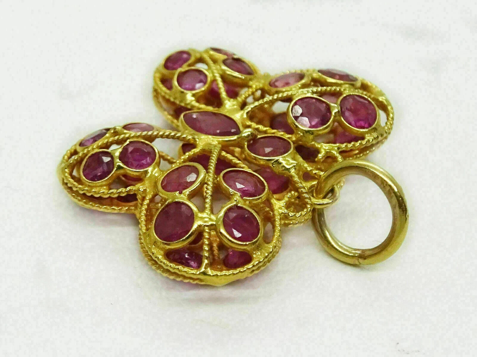 2Ct Round Cut Red Ruby Butterfly Women’s Pendant 14K Yellow Gold Over Free Chai