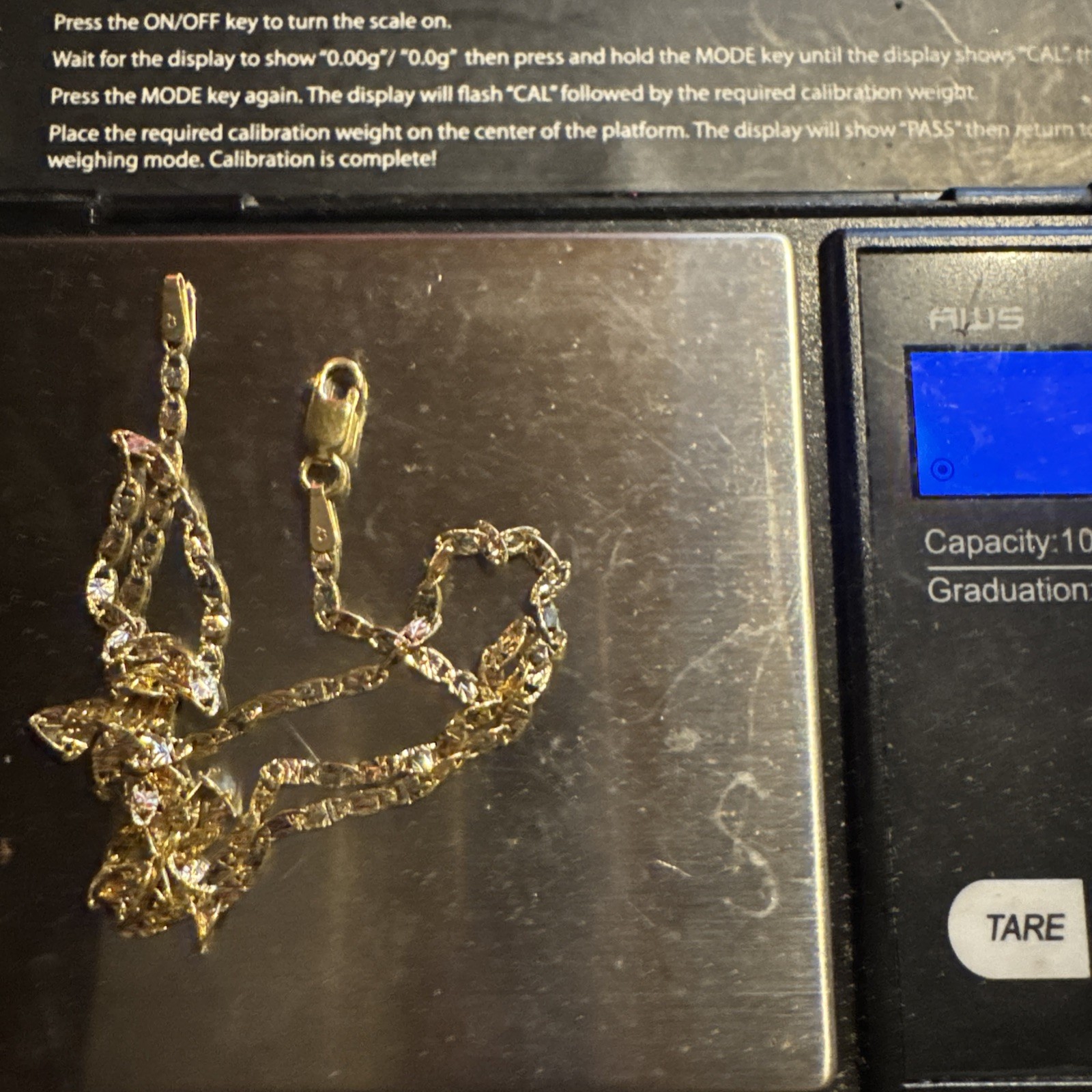 10k Solid Gold Italian Mariner Valentino Link Necklace 16in 1.5mm
