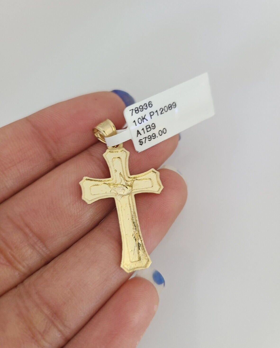 10k Jesus Cross Charm Pendant REAL 10Kt Religious Yellow Gold Genuine.