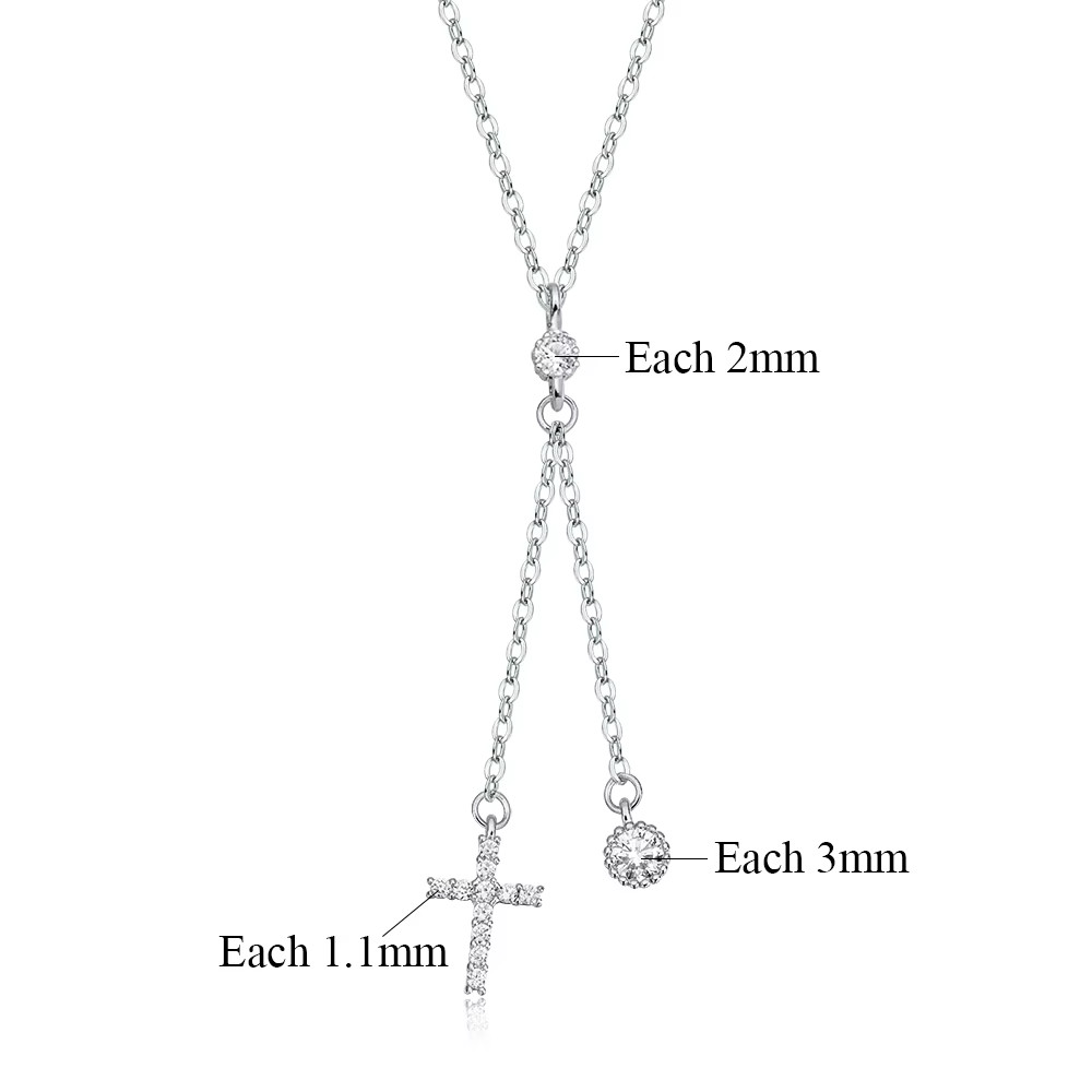 Round Cut Real Moissanite Cross Pendant Necklace 925 Sterling Silver Women Chain