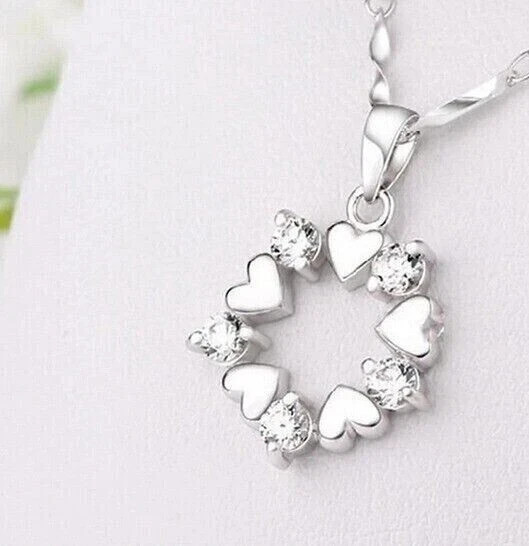 14k White Gold Plated 1.50 Ct Round Cut Lab Grown Diamond Women Heart Pendant