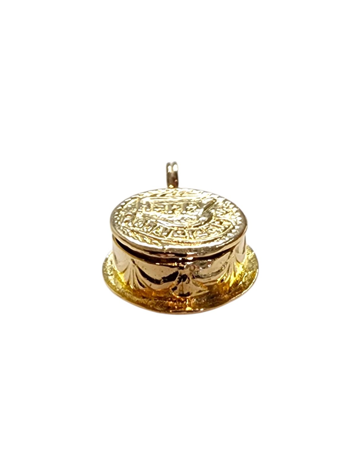 14K Yellow Gold Articulating Anniversary Cake Pendant #25525