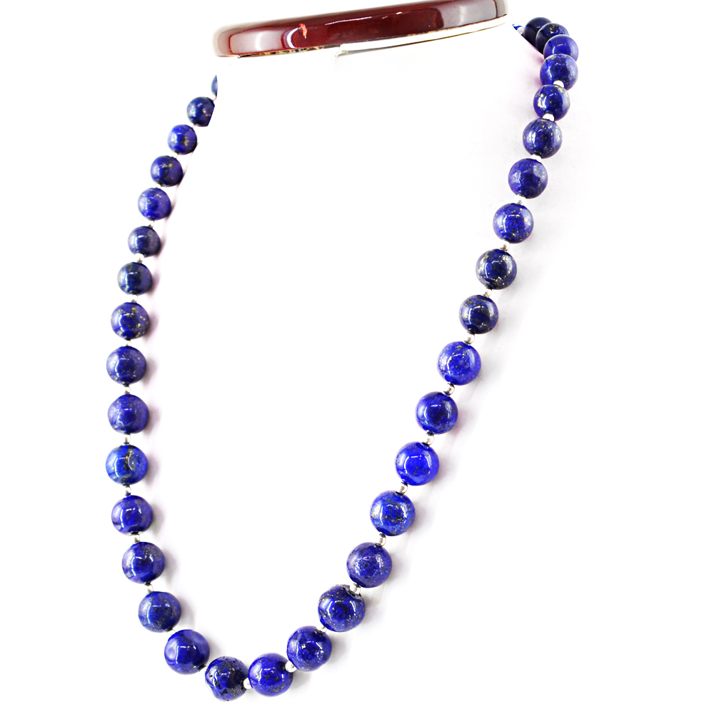 Lapis Lazuli 504.50 Cts Earth Mined 20 Inches Long Round Beads Necklace (RS)