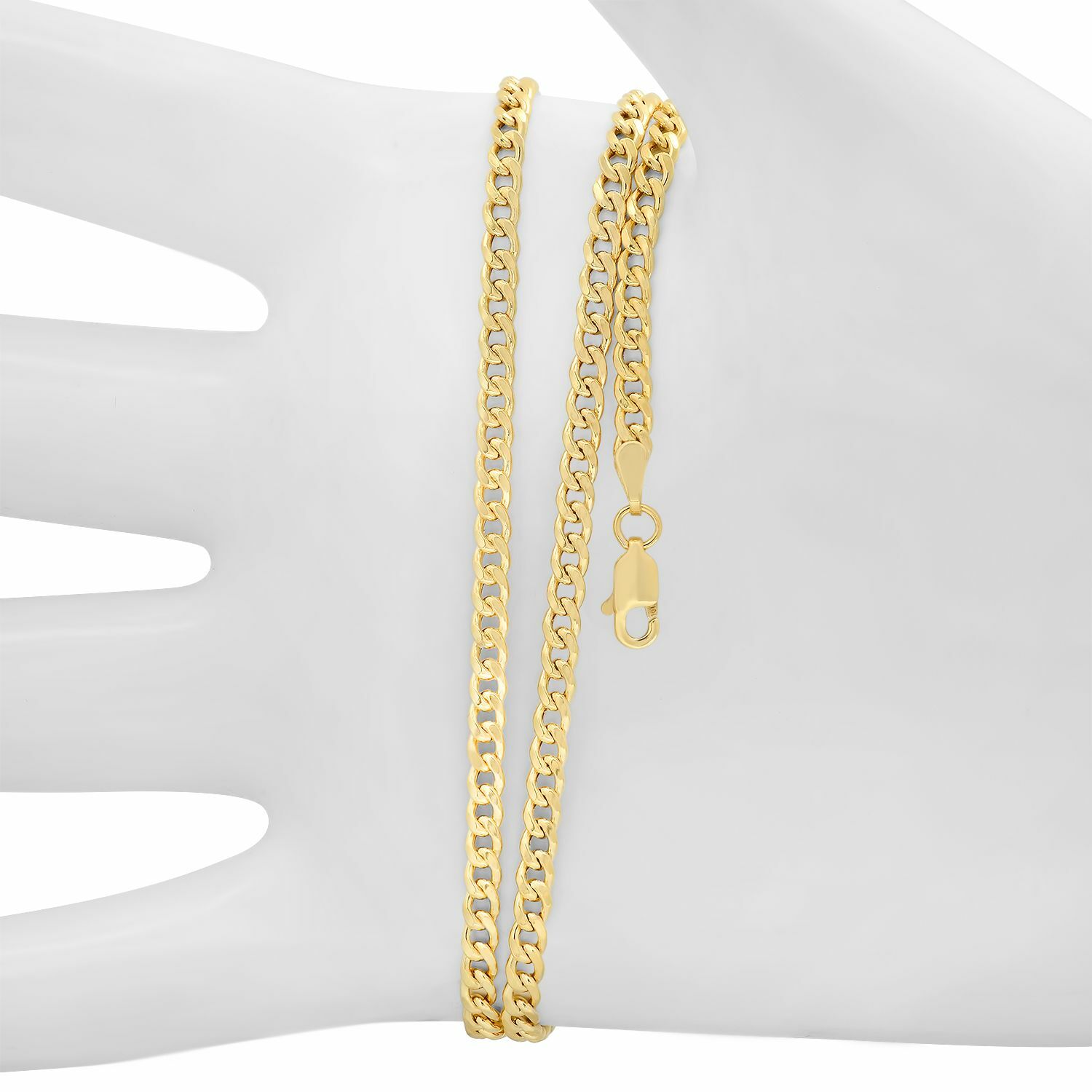 10k Yellow Gold Miami Cuban Link Chain Bracelet 2mm-9.5mm Size 7″-30″ Hollow