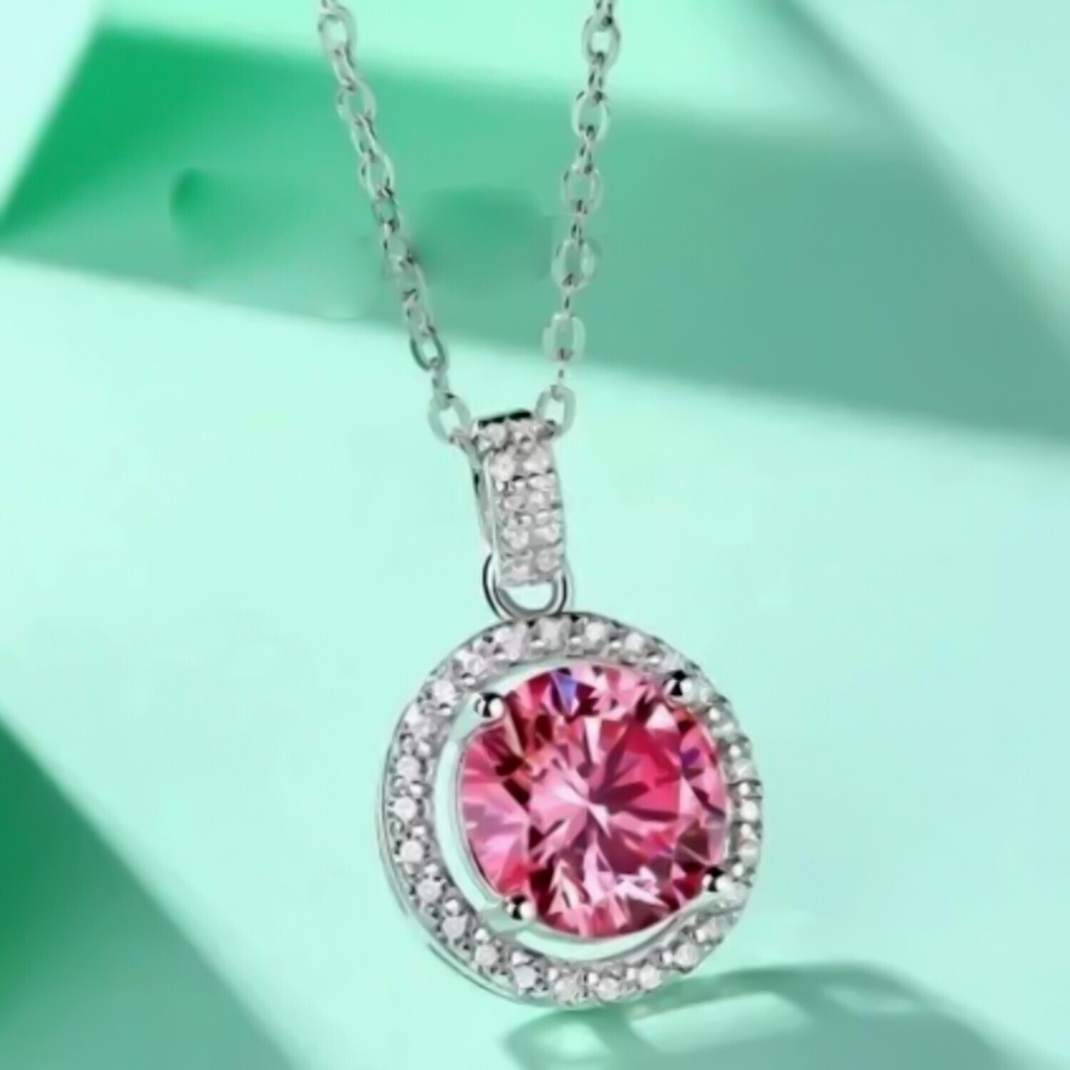 2.50Ct Certified Pink Diamond Pendant in 925 Silver Romantic Gift for Birthday