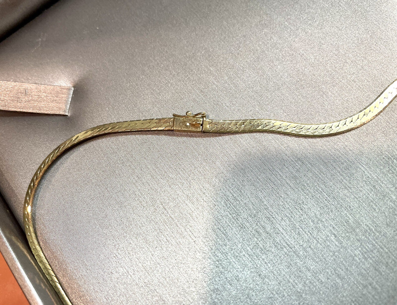 14K 2.00 CTW SOLID YELLOW GOLD HERRINGBONE NECKLACE DIAMOND 16” Long