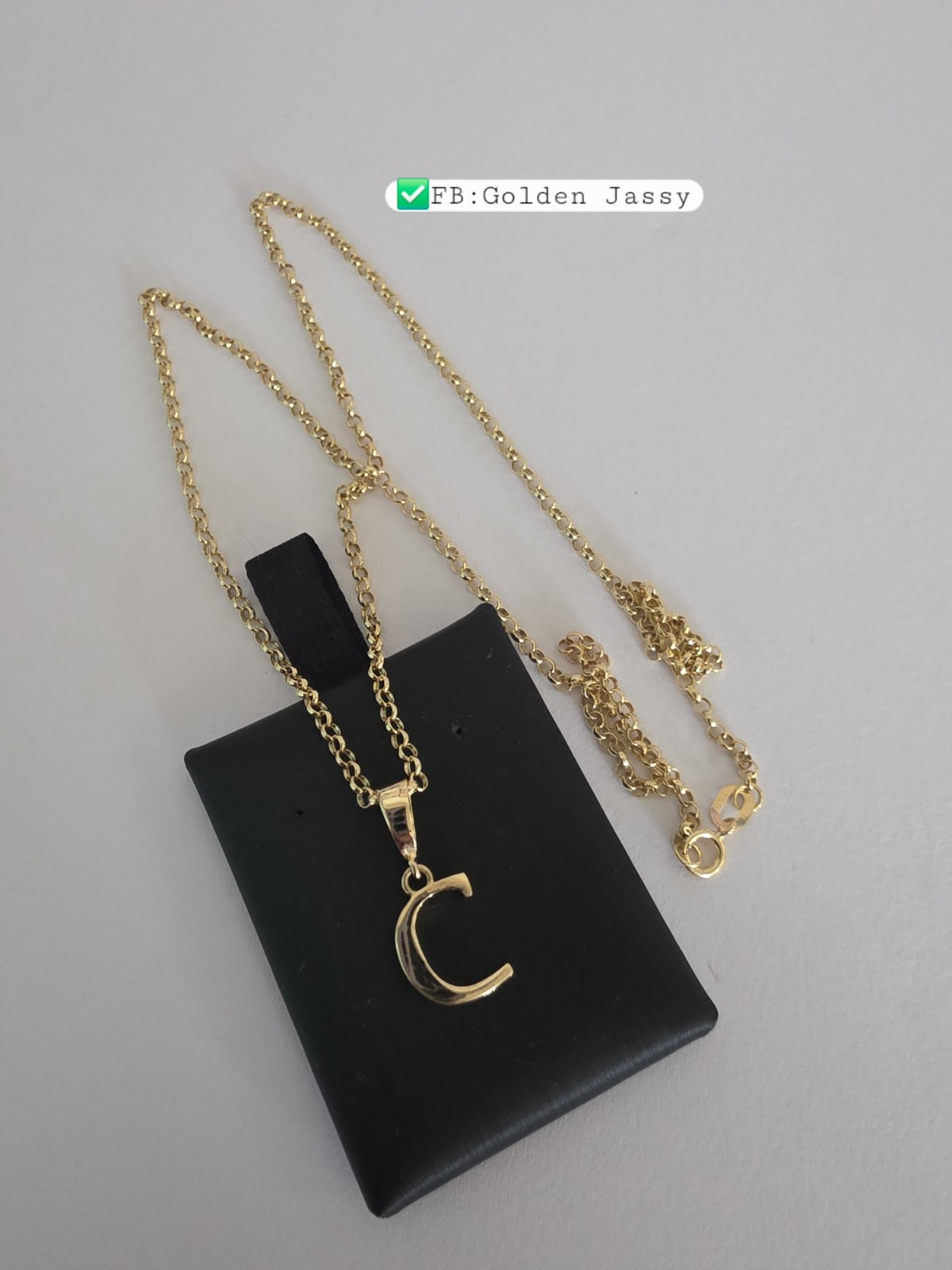 18K Real Gold C Necklace 17″long