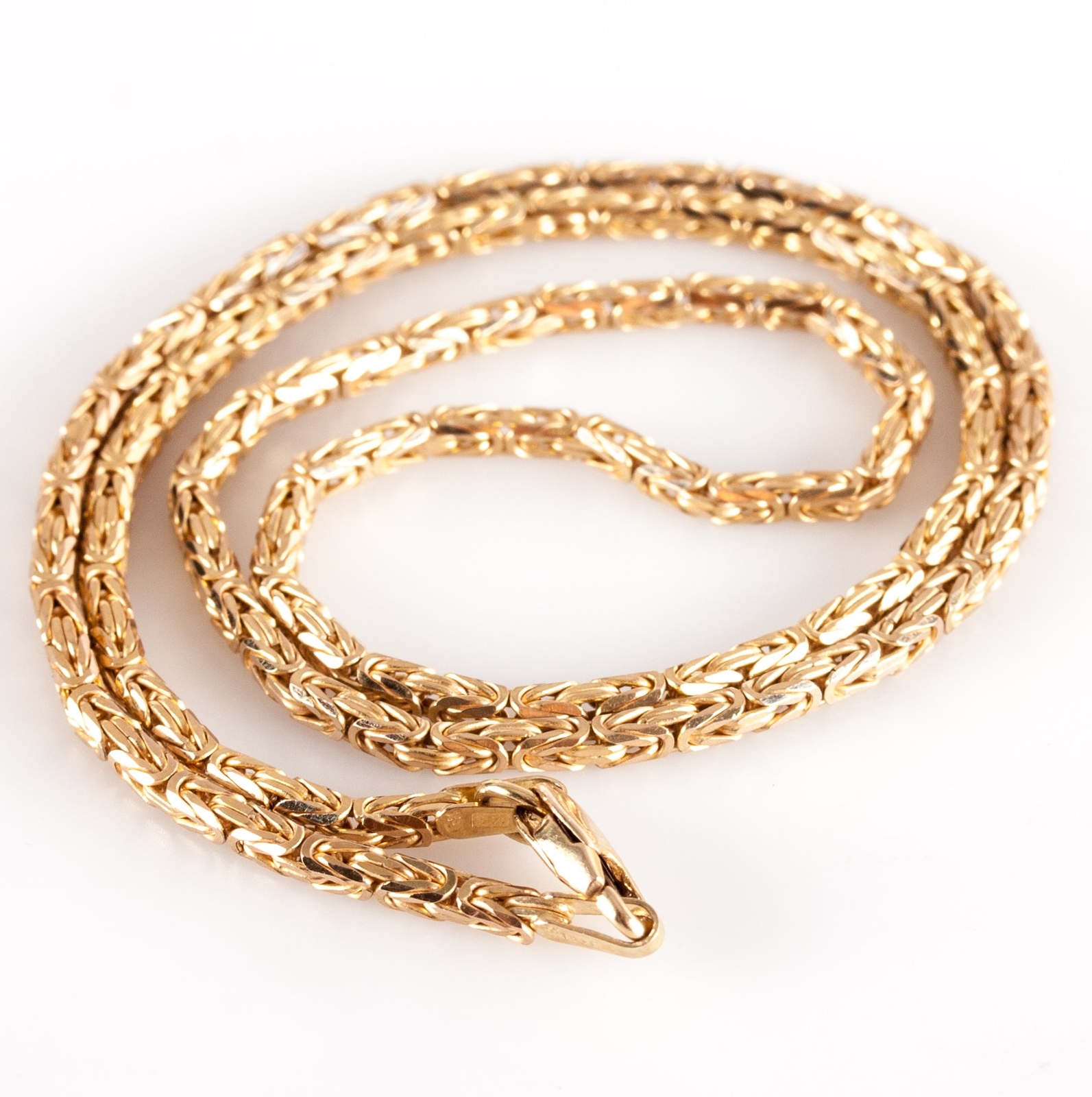 14k Yellow Gold Italian Byzantine Style Chain Necklace 11g 16″ Length 2mm Width
