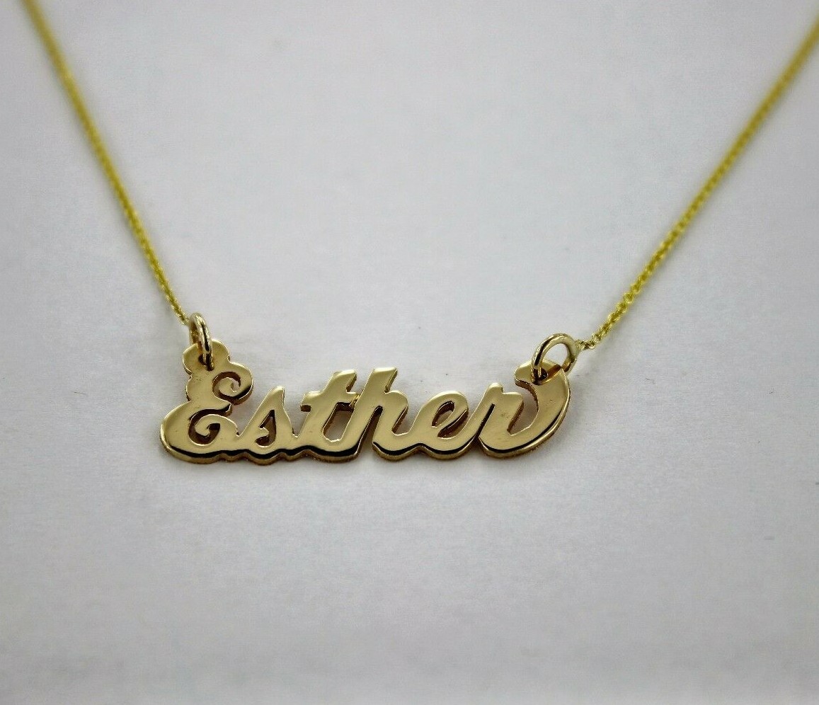 10K Solid Yellow Gold PERSONALIZED Custom Name Pendant Charm with/without chain