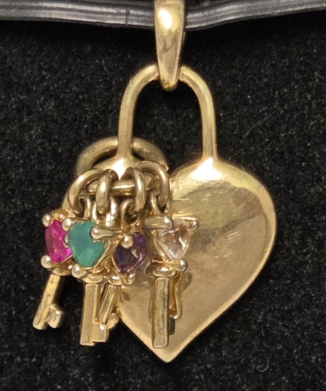 Keys To Her Heart Lock Pendant MOM Mother 10K GP over 925 Birthstones Vtg ACTM
