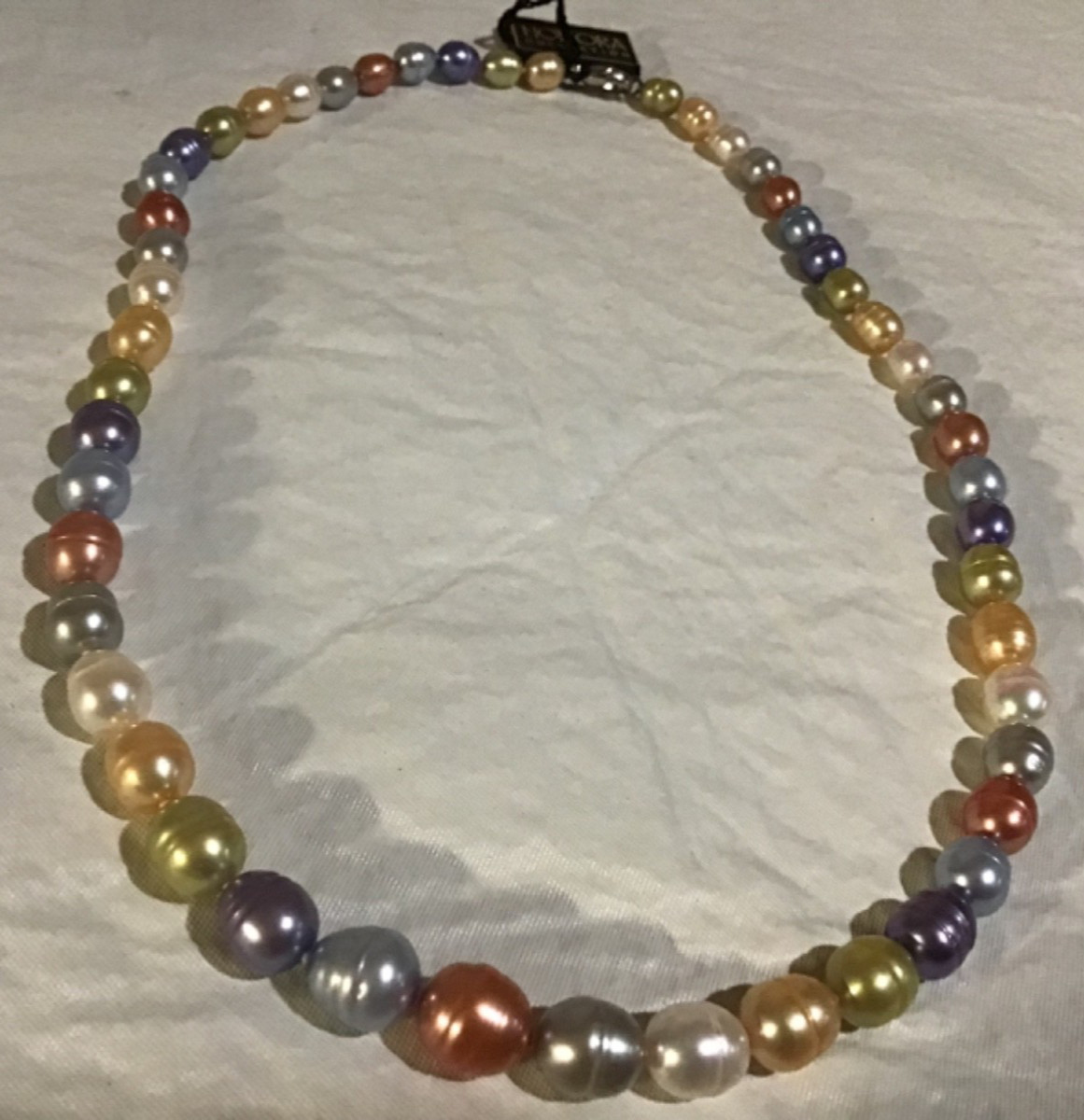 High Quality HONORA Multicolor Freshwater Pearl Necklace Sterling Clasp 20”